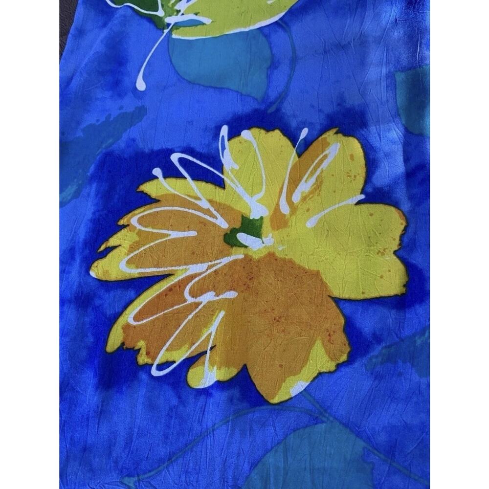 Jams World Sz L Hula Moon Trademark Hawaii Shift Cobalt Blue Yellow Dress - Picture 6 of 9